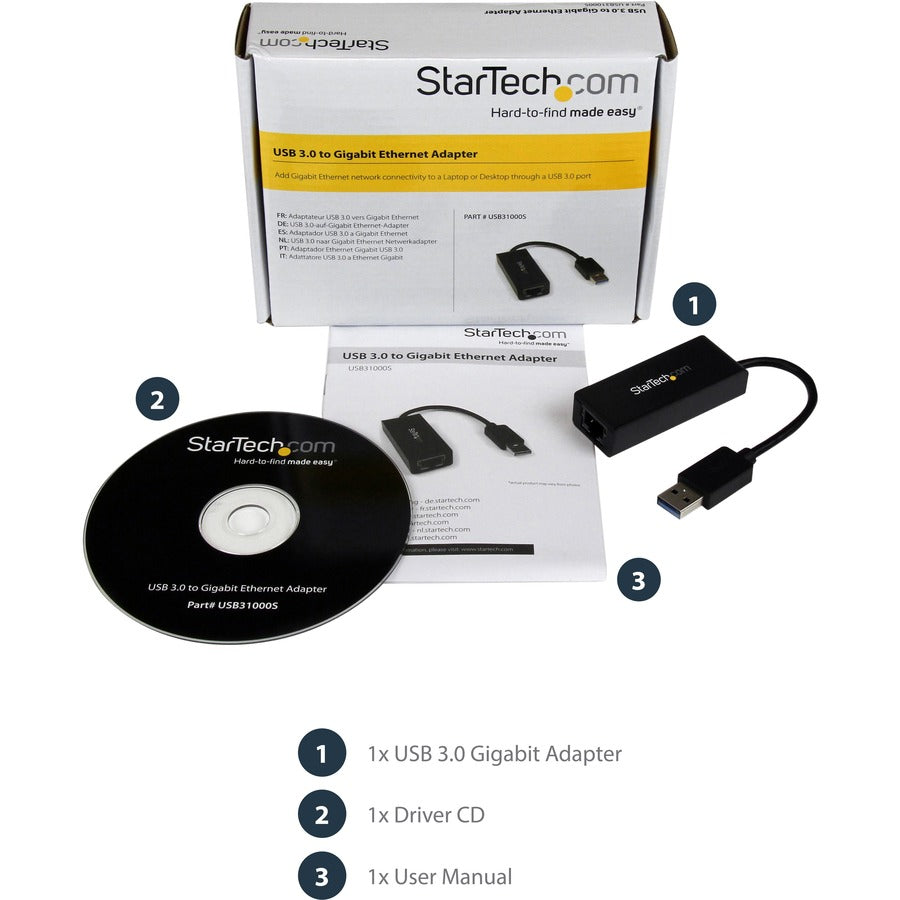 StarTech.com USB 3.0 to Gigabit Ethernet NIC Network Adapter USB31000S