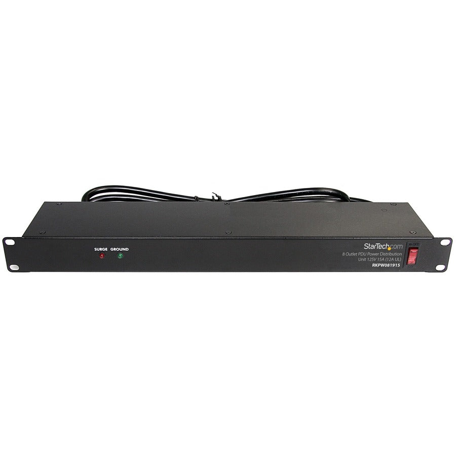 StarTech.com Rackmount PDU with 8 Outlets with Surge Protection - 19in Power Distribution Unit - 1U RKPW081915