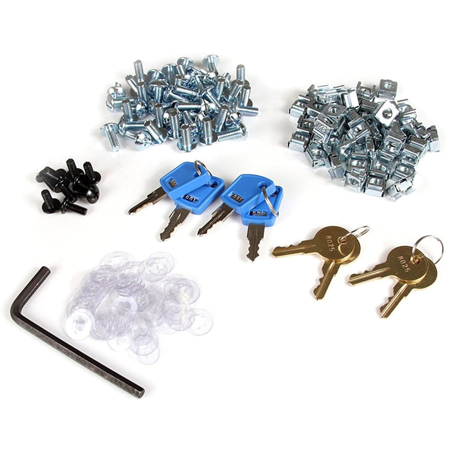 StarTech.com 4-Post 25U Server Rack Cabinet, 19" Data Rack Cabinet for Computer / IT Equipment, Home Network Rack, Half Height Server Rack RK2536BKF