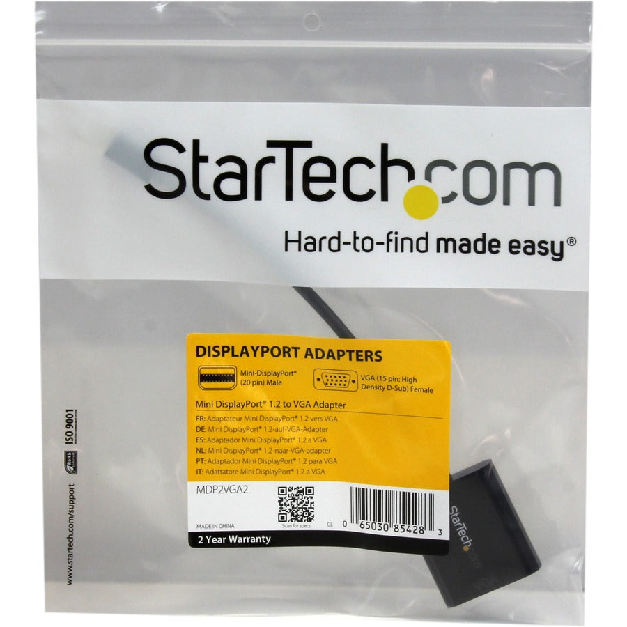 StarTech.com Mini DisplayPort 1.2 to VGA Adapter Converter - Mini DP to VGA - 1920x1200 MDP2VGA2