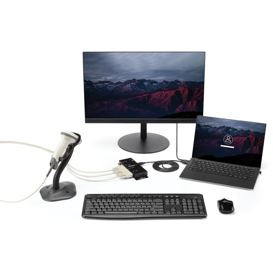 StarTech.com USB to Serial Adapter Hub â€" 4 Port â€" Industrial â€" Wall Mount â€" Din Rail â€" COM Port Retention â€" FTDI USB Serial ICUSB2324I