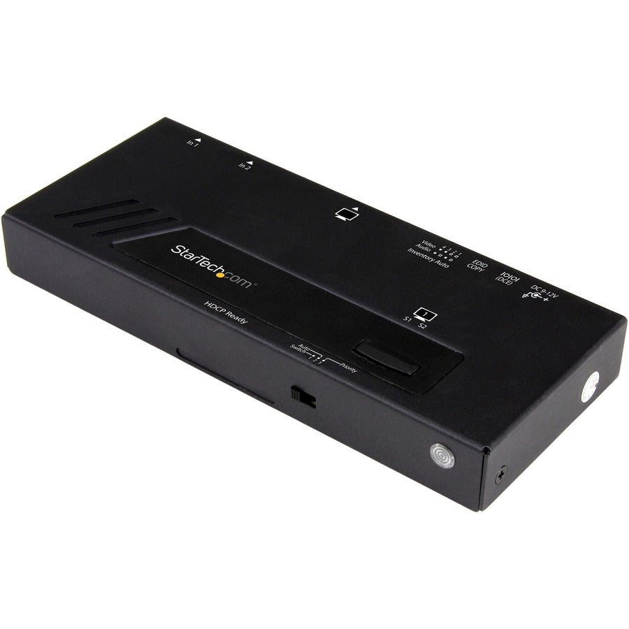 StarTech.com 2-Port HDMI Automatic Video Switch - 4K 2x1 HDMI Switch with Fast Switching, Auto-Sensing and Serial Control VS221HD4KA