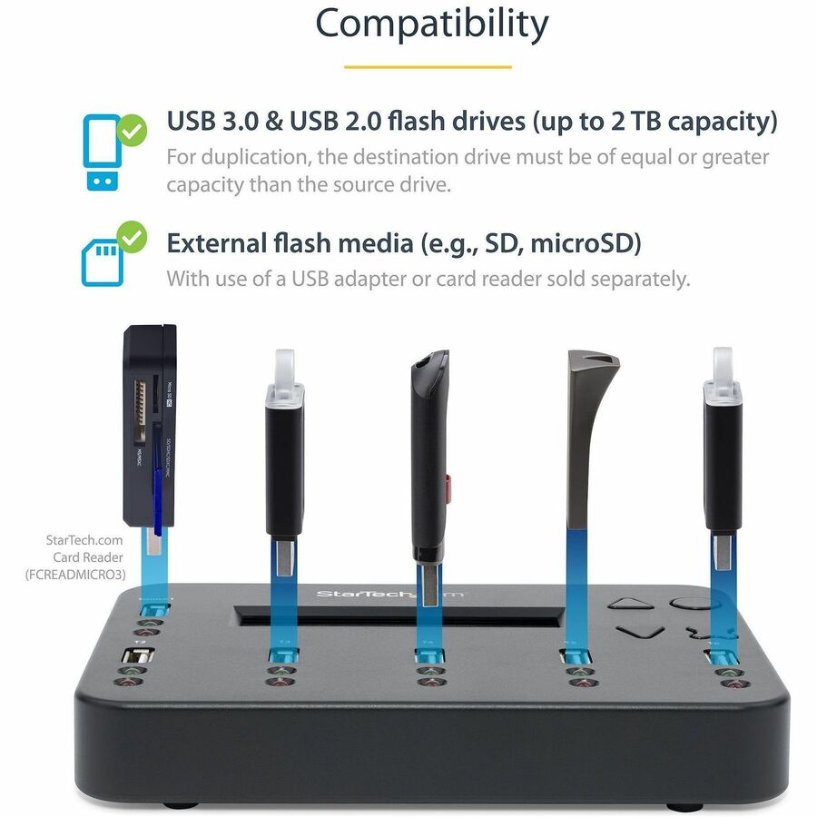 StarTech.com Standalone 1 to 5 USB Thumb Drive Duplicator/Eraser, Multiple USB Flash Drive Copier/Cloner, Sector-by-Sector Copy, Sanitizer USBDUP15