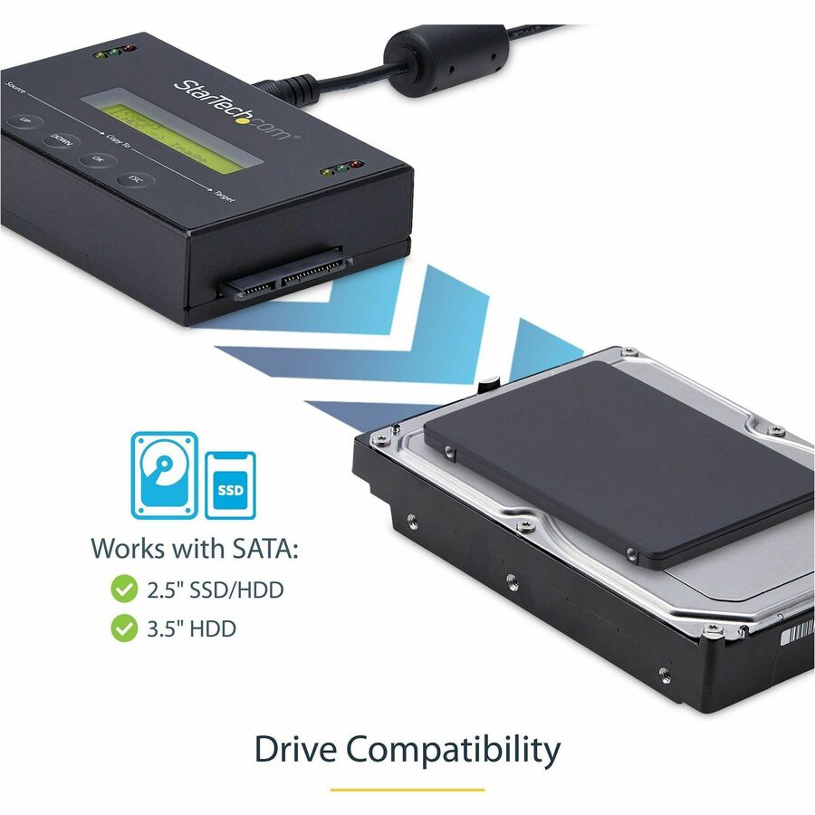 StarTech.com 1:1 Standalone Hard Drive Duplicator with Disk Image Library Manager for Backup & Restore, HDD/SSD Cloner SATDUP11IMG