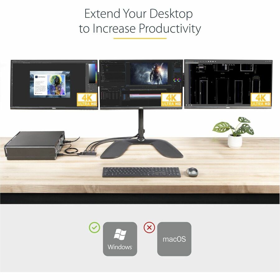 StarTech.com 3-Port DisplayPort 1.4 Splitter, DisplayPort to 3x DP Multi-Monitor Adapter, Triple 4K Computer MST Hub, Windows Only MST14DP123DP
