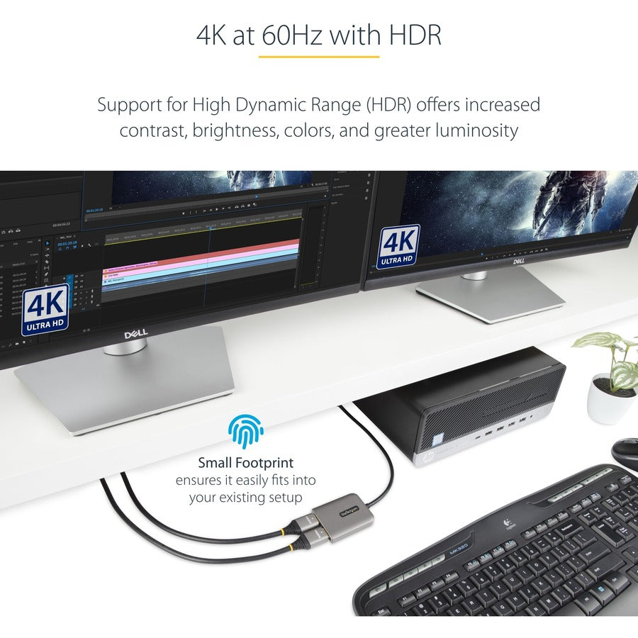 StarTech.com DP to Dual HDMI MST HUB, Dual HDMI 4K 60Hz, 2 Port DisplayPort Multi Monitor Adapter with 1ft/30cm Cable, DP 1.4 | DSC | HBR3 MST14DP122HD