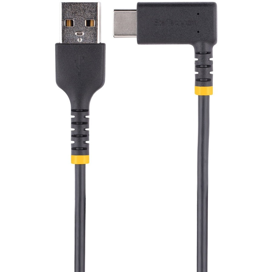 StarTech.com 6tf (2m) USB A to C Charging Cable Right Angle, Heavy Duty Fast Charge USB-C Cable, Durable and Rugged Aramid Fiber, 3A R2ACR-2M-USB-CABLE