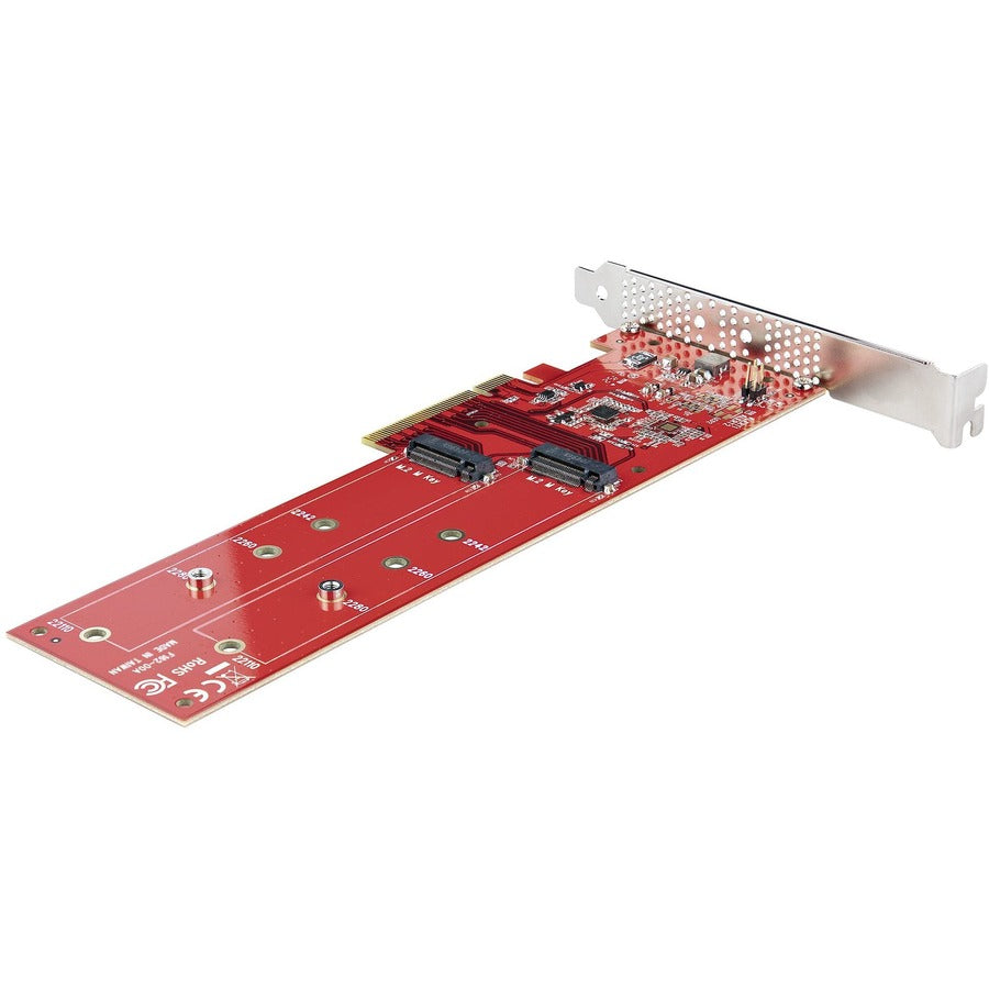 StarTech.com Dual M.2 PCIe SSD Adapter Card, x8 / x16 Dual NVMe or AHCI M.2 SSD to PCI Express 4.0, Up to 7.8GBps/Drive, For 2242/2260/2280/22110mm PCIe M-Key M2 SSDs, Bifurcation Required - PC/Linux Compatible DUAL-M2-PCIE-CARD-B