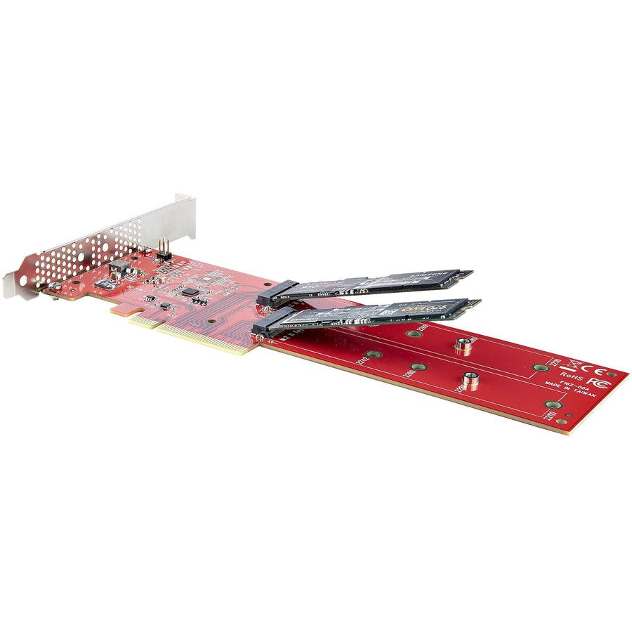 StarTech.com Dual M.2 PCIe SSD Adapter Card, x8 / x16 Dual NVMe or AHCI M.2 SSD to PCI Express 4.0, Up to 7.8GBps/Drive, For 2242/2260/2280/22110mm PCIe M-Key M2 SSDs, Bifurcation Required - PC/Linux Compatible DUAL-M2-PCIE-CARD-B
