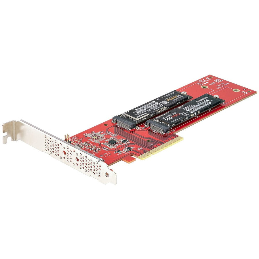 StarTech.com Dual M.2 PCIe SSD Adapter Card, x8 / x16 Dual NVMe or AHCI M.2 SSD to PCI Express 4.0, Up to 7.8GBps/Drive, For 2242/2260/2280/22110mm PCIe M-Key M2 SSDs, Bifurcation Required - PC/Linux Compatible DUAL-M2-PCIE-CARD-B