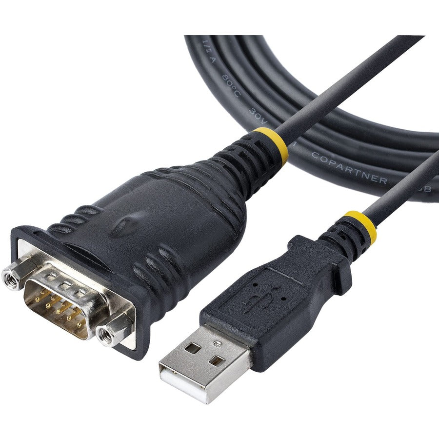 StarTech.com 3ft (1m) USB to Serial Cable, DB9 Male RS232 to USB Converter, USB to Serial Adapter, COM Port Adapter with Prolific IC 1P3FP-USB-SERIAL
