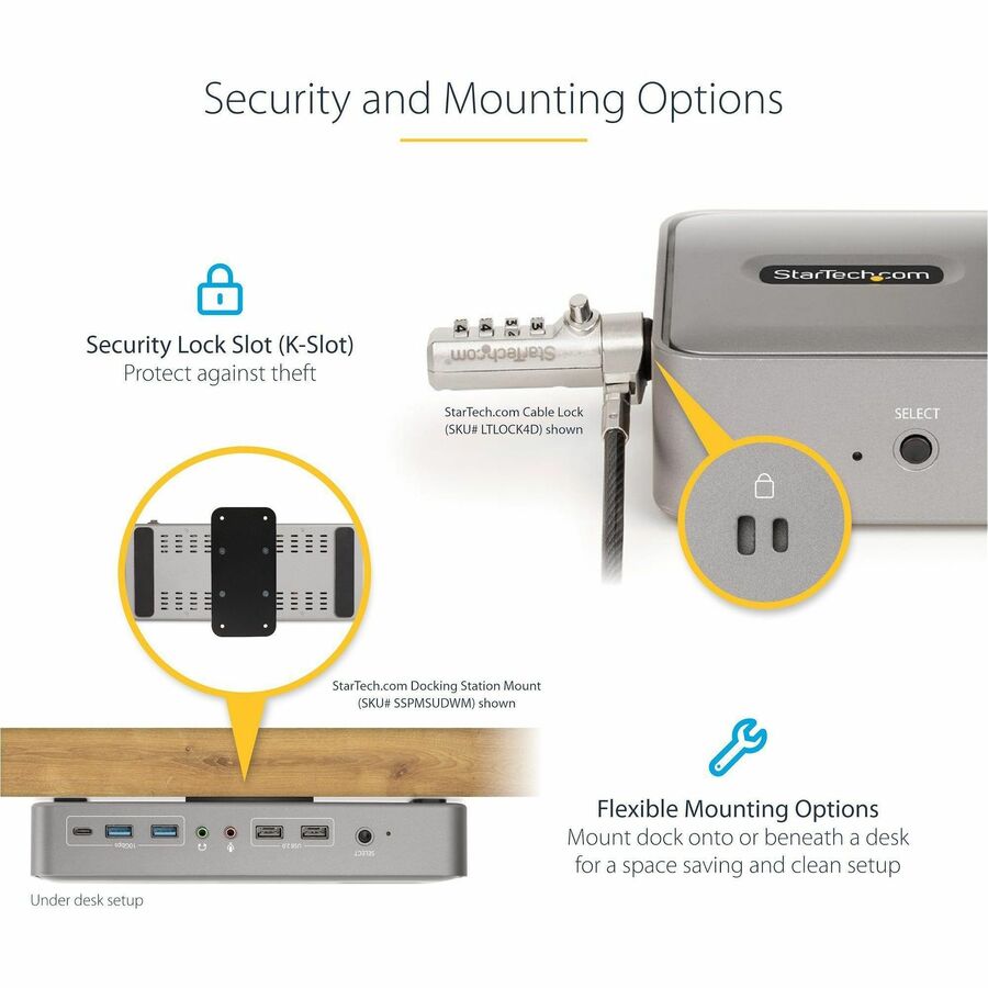 StarTech.com Dual-Laptop USB-C KVM Docking Station, Dual Monitor 4K 60Hz DisplayPort KVM Dock, 5x USB Hub, GbE, 90W/45W PD, Windows/Mac 129N-USBC-KVM-DOCK