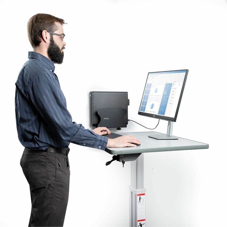 StarTech.com PC Wall Mount Bracket, For Desktop Computers Up To 40lb, Toolless Width Adjustment 1.9-7.8in (50-200mm), CPU Tower/Case Shelf 2NS-CPU-WALL-MOUNT