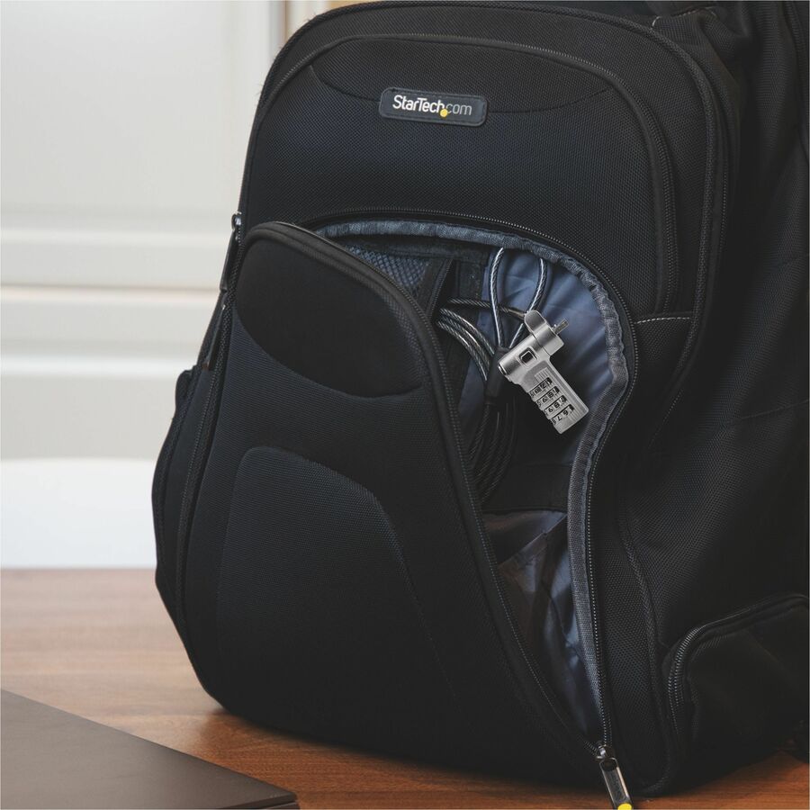 StarTech.com Universal Laptop Lock 6.6ft, Security Cable For Notebook Compatible w/Noble Wedge®/Nano/K-Slot; Keyless Combo. Locking Cable UNIVC4D-LAPTOP-LOCK