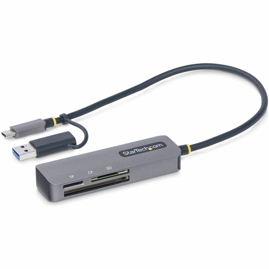 StarTech.com USB 3.0 Multi-Media Memory Card Reader, SD/microSD/CompactFlash, USB-C 5Gbps External Card Reader with Attached USB-A Adapter FCREADMICRO3V2