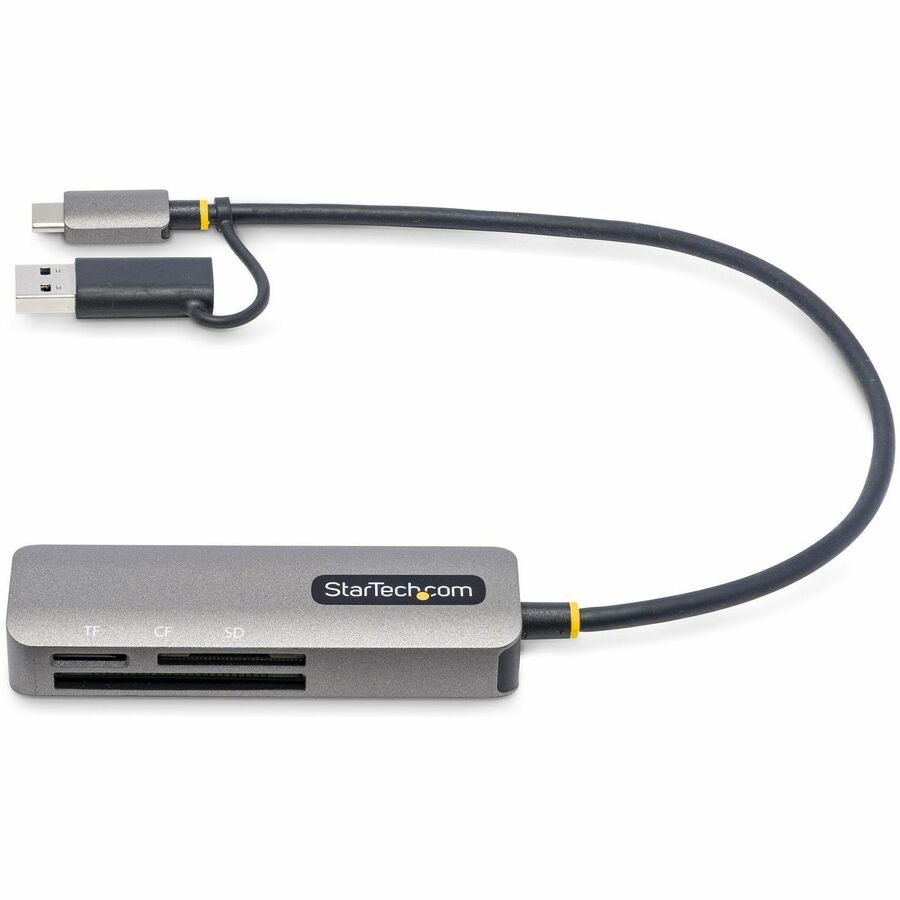 StarTech.com USB 3.0 Multi-Media Memory Card Reader, SD/microSD/CompactFlash, USB-C 5Gbps External Card Reader with Attached USB-A Adapter FCREADMICRO3V2