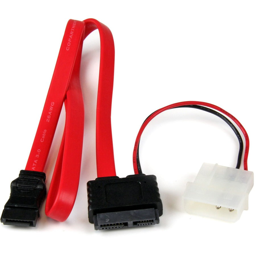 StarTech.com 20in Slimline SATA to SATA with LP4 Power Cable Adapter SLSATAF20