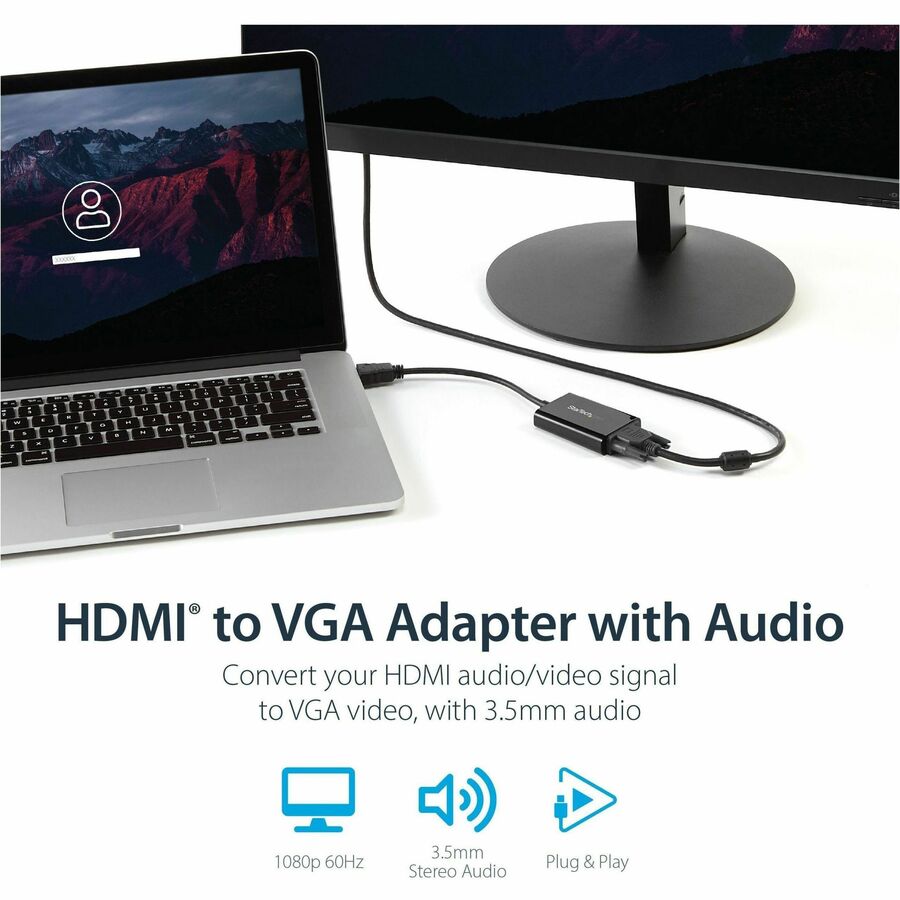 StarTech.com HDMI to VGA Video Adapter Converter with Audio for Desktop PC / Laptop / Ultrabook - 1920x1200 HD2VGAA2