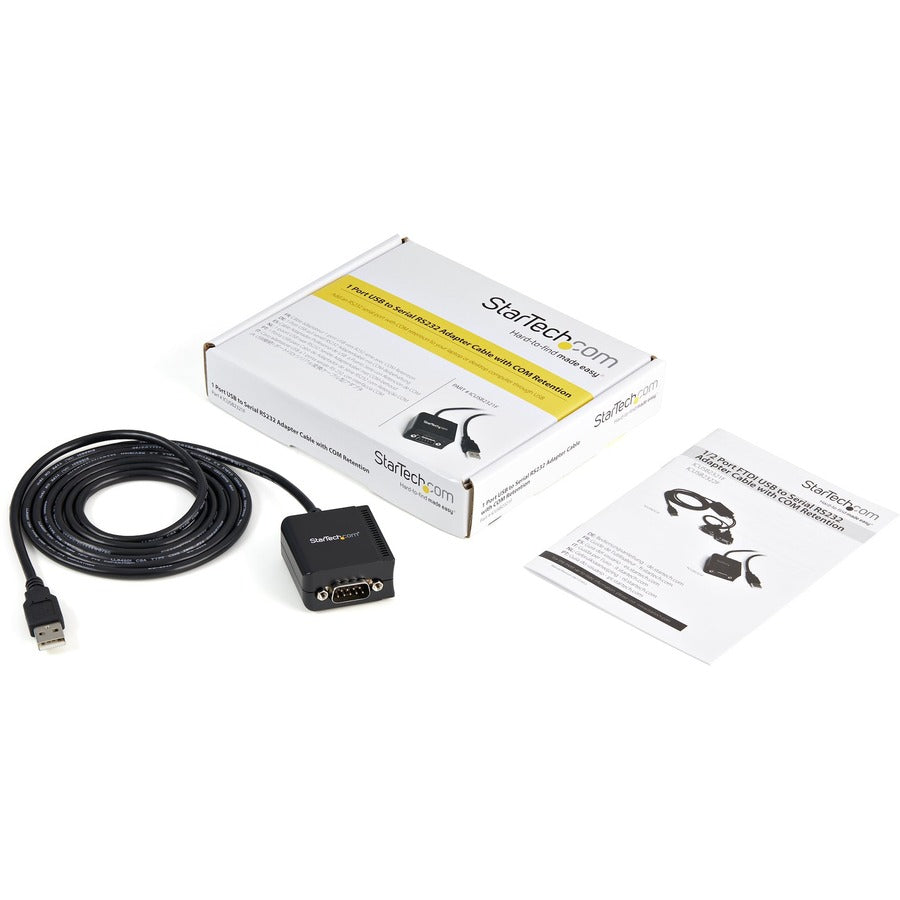 StarTech.com 1 Port FTDI USB to Serial RS232 Adapter Cable with COM Retention ICUSB2321F