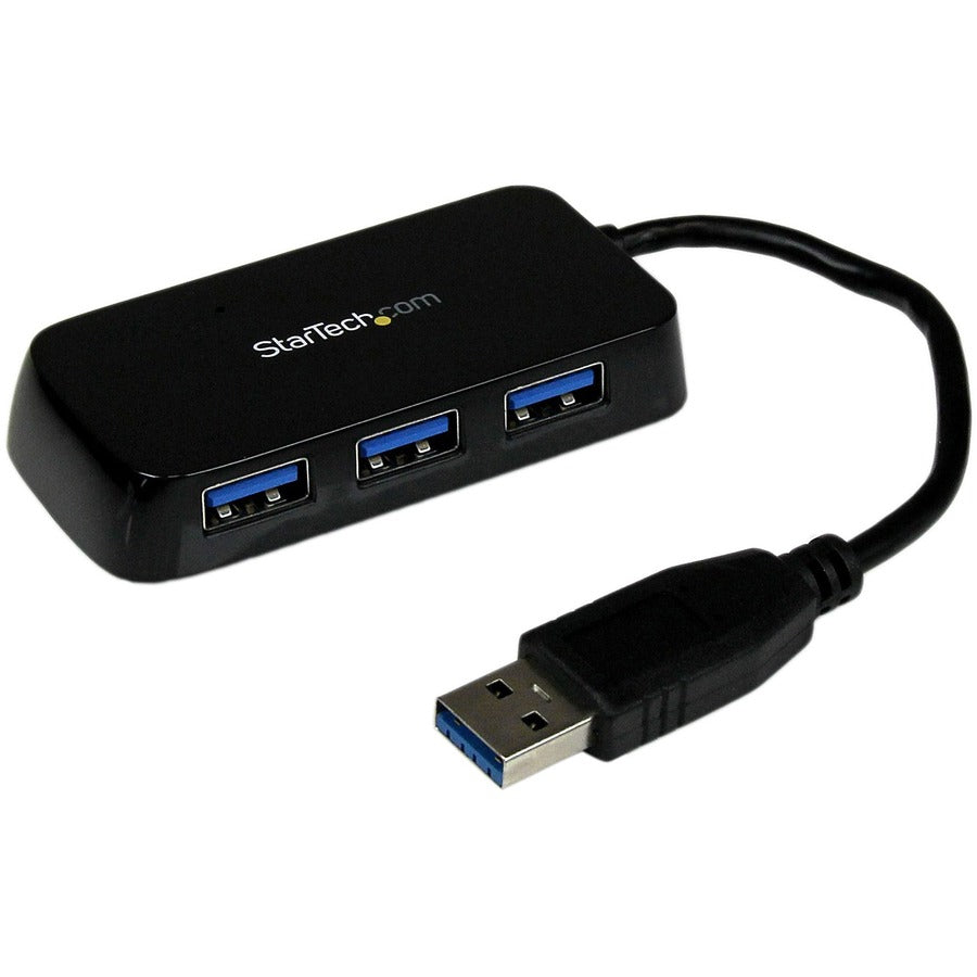 StarTech.com Portable 4 Port SuperSpeed Mini USB 3.0 Hub - 5Gbps - Black ST4300MINU3B
