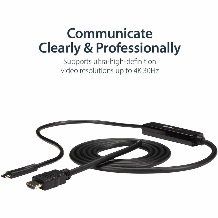 StarTech.com USB C to HDMI Cable - 6 ft / 2m - USB-C to HDMI 4K 60Hz - USB Type C to HDMI - Computer Monitor Cable CDP2HDMM2MB