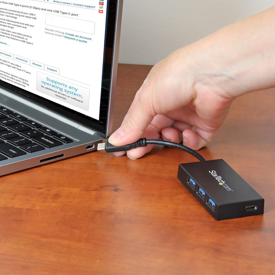 StarTech.com USB C Hub â€" 4 Port USB-C to USB-A (3x) and USB-C (1x) â€" Bus Powered USB Hub â€" USB Type C Hub â€" Port Expander HB30C3A1CFB