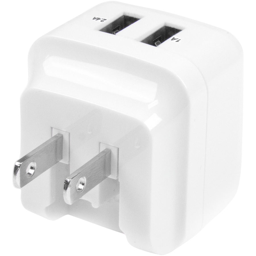 StarTech.com Travel USB Wall Charger â€" 2 Port â€" White â€" Universal Travel Adapter â€" International Power Adapter â€" USB Charger USB2PACWH