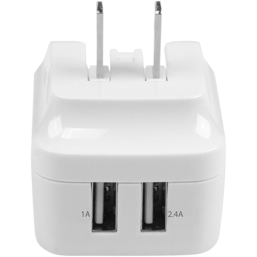 StarTech.com Travel USB Wall Charger â€" 2 Port â€" White â€" Universal Travel Adapter â€" International Power Adapter â€" USB Charger USB2PACWH