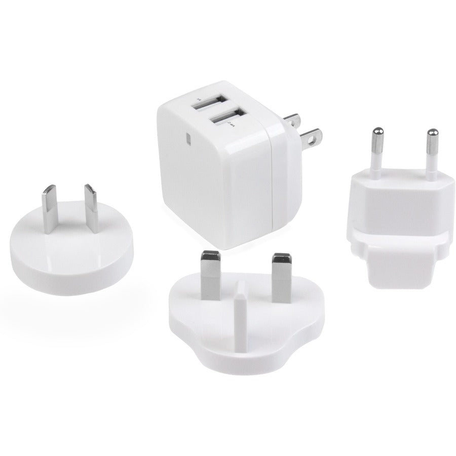 StarTech.com Travel USB Wall Charger â€" 2 Port â€" White â€" Universal Travel Adapter â€" International Power Adapter â€" USB Charger USB2PACWH