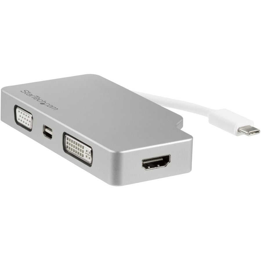 StarTech.com USB C Multiport Video Adapter 4K/1080p - USB Type C to HDMI, VGA, DVI or Mini DisplayPort Monitor Adapter - Silver Aluminum CDPVGDVHDMDP