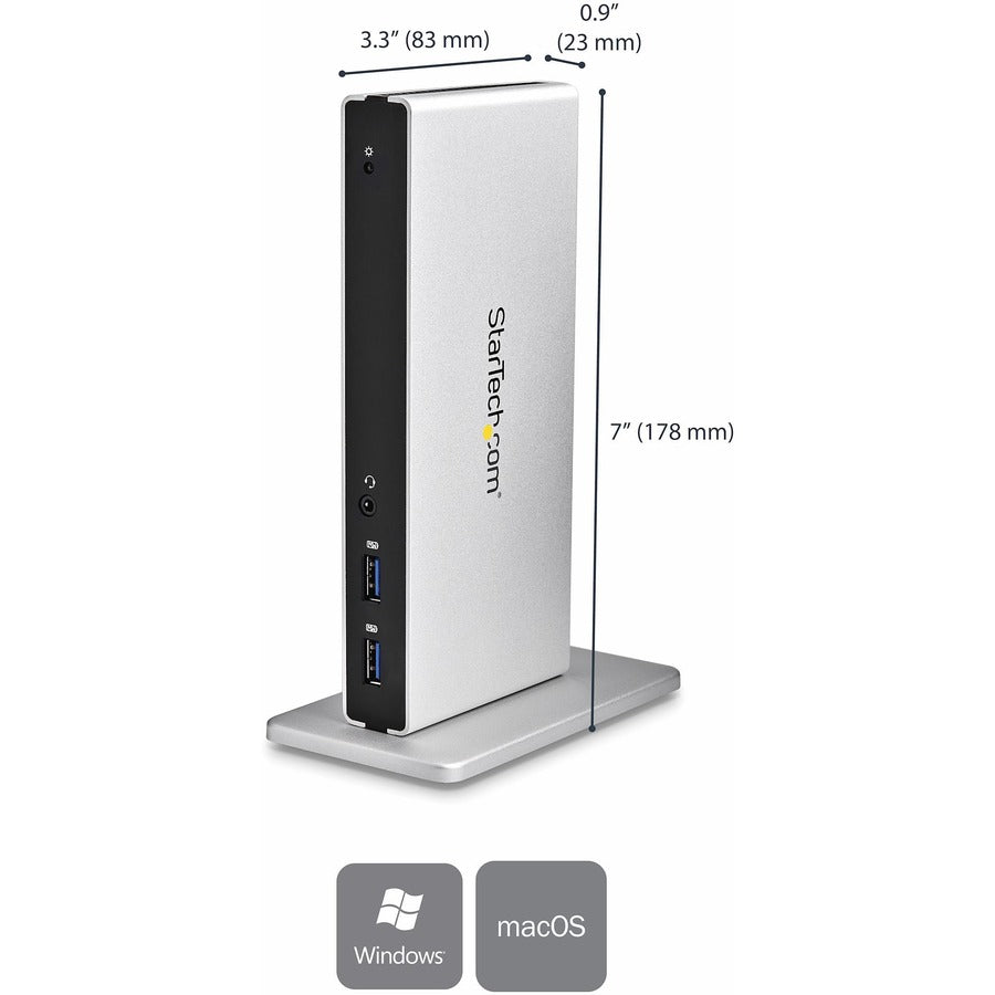 StarTech.com USB 3.0 Docking Station - Compatible with Windows / macOS - Dual DVI Docking Station Supports Dual Monitors - DVI to HDMI and DVI to VGA Adapters Included - USB3SDOCKDD USB3SDOCKDD