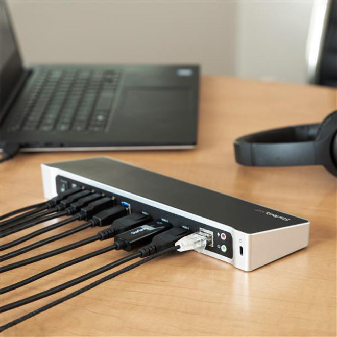 StarTech.com USB 3.0 Triple Monitor Docking Station - Compatible with Windows / macOS - Supports Three Displays - 2 x DisplayPort and HDMI or 4K Ultra HD on a Single Monitor - USB3DOCKH2DP USB3DOCKH2DP