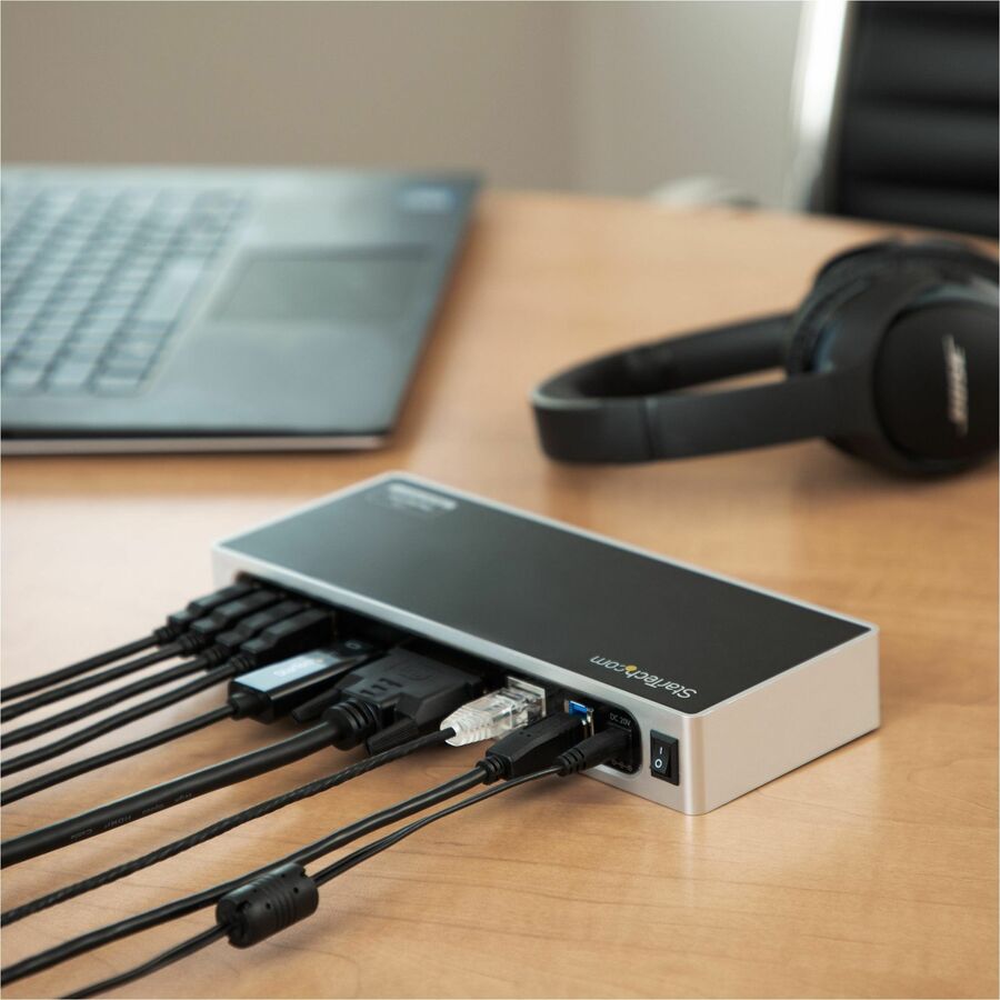 StarTech.com USB 3.0 Docking Station - Dual Monitor Laptop Dock with HDMI & DVI/VGA - 6x USB Type-A Hub, GbE - Universal Windows & Mac DK30ADD