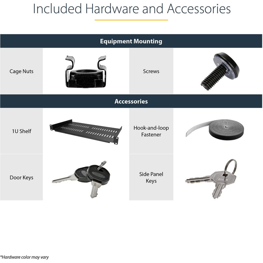 StarTech.com 4-Post 18U Wall Mount Network Cabinet, 19" Hinged Wall-Mounted Server Rack for Data / IT Equipment, Lockable Rack Enclosure RK1820WALHM