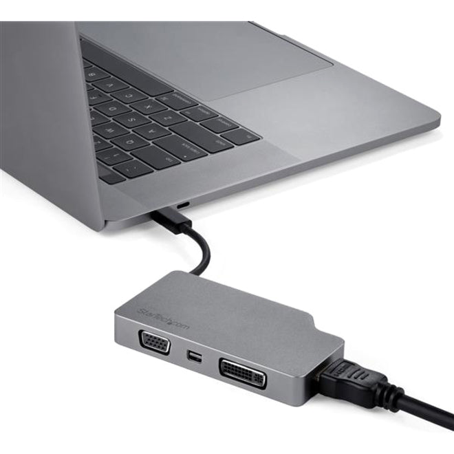 StarTech.com USB C Multiport Video Adapter 4K 60Hz/1080p - USB Type C to HDMI, VGA, DVI or Mini DisplayPort Monitor Adapter - Space Gray CDPVDHDMDP2G