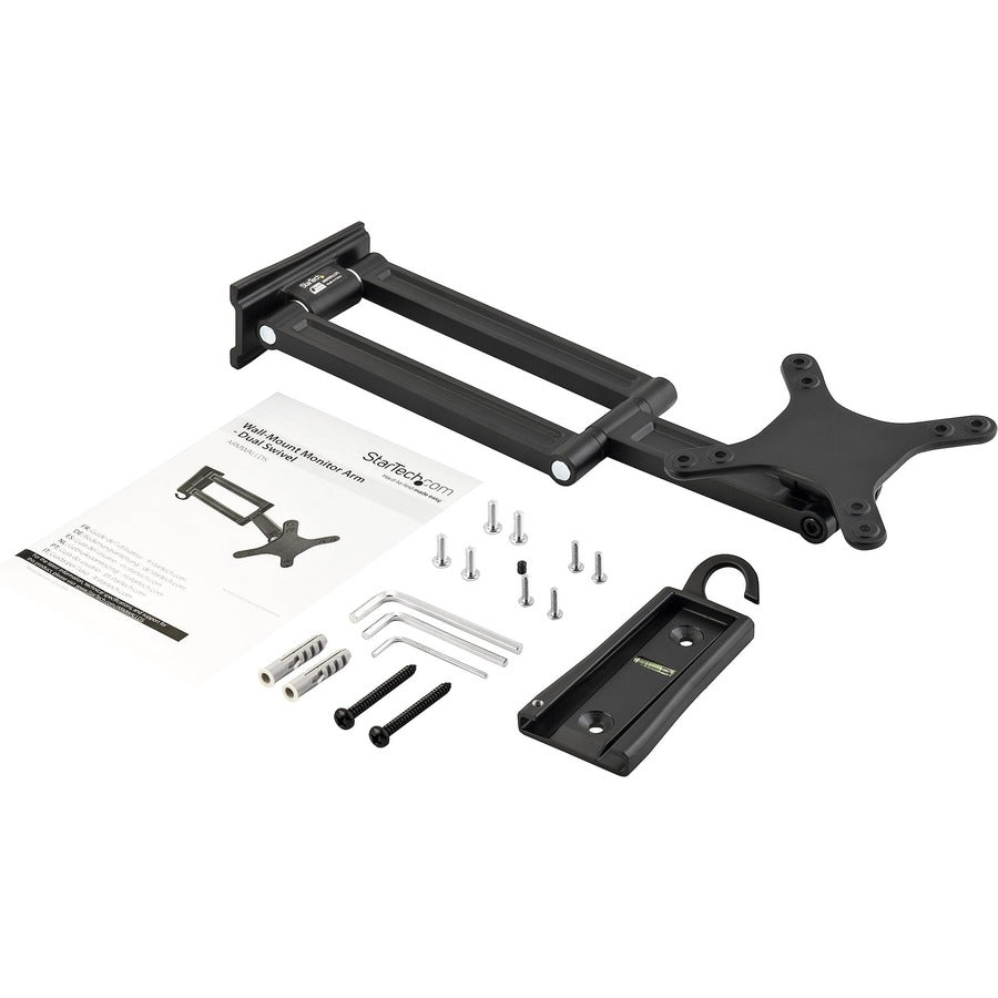 StarTech.com Wall Mount Monitor Arm, Dual Swivel, Supports 13'' to 34" (33.1lb/15kg) Monitors, VESA Mount, TV Wall Mount, TV Mount ARMWALLDS