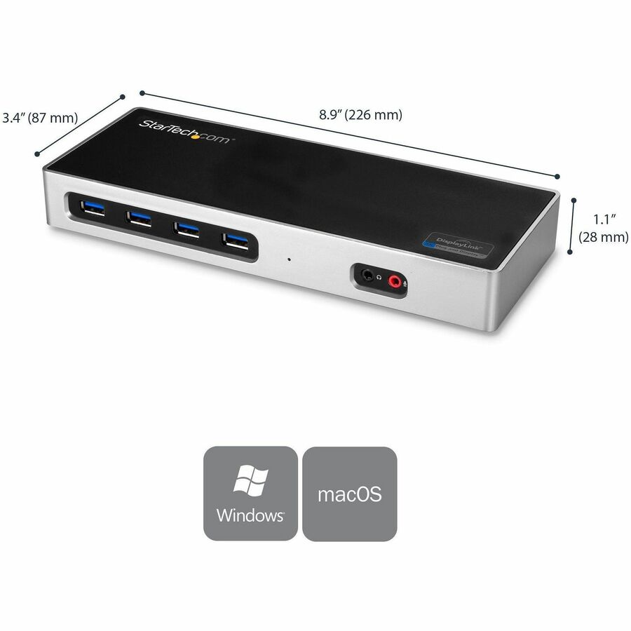 StarTech.com USB-C / USB 3.0 Docking Station - Compatible with Windows / macOS - Supports 4K Ultra HD Dual Monitors - USB-C - Six USB Type-A Ports - DK30A2DH DK30A2DH