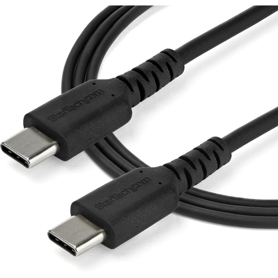 StarTech.com 2m USB C Charging Cable - Durable Fast Charge & Sync USB 2.0 Type C to C Charger Cord - TPE Jacket Aramid Fiber M/M 60W Black RUSB2CC2MB