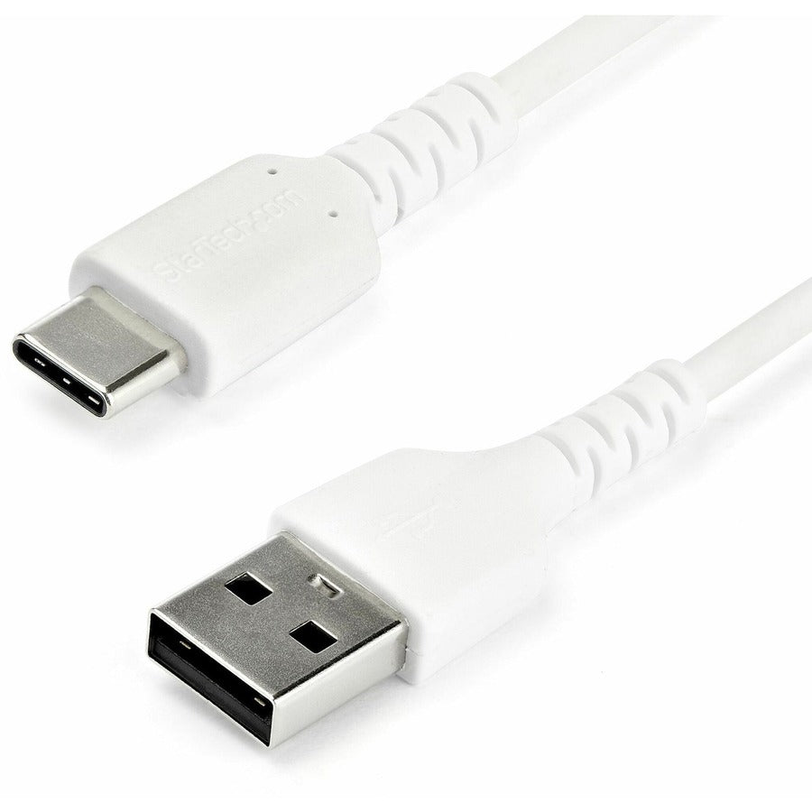 StarTech.com 1m USB A to USB C Charging Cable - Durable Fast Charge & Sync USB 2.0 to USB Type C Data Cord - Aramid Fiber M/M 3A White RUSB2AC1MW
