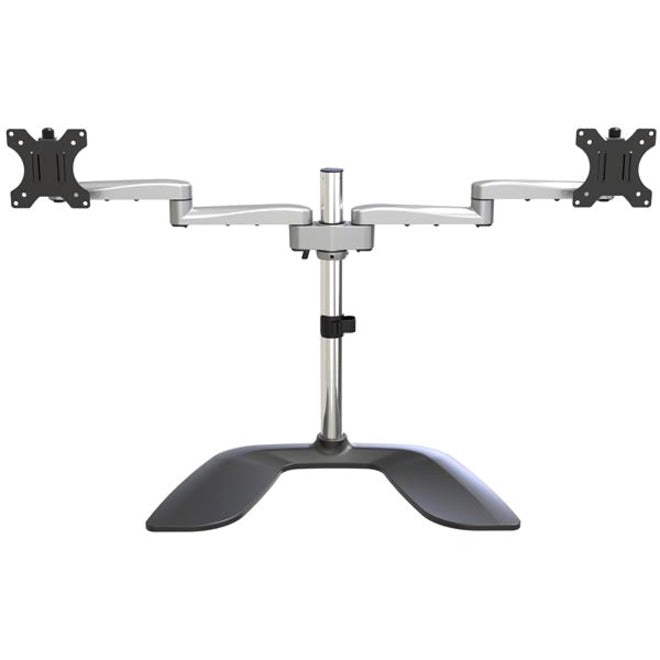 StarTech.com Dual Monitor Stand, Ergonomic Desktop Monitor Stand for up to 32"(17.6lb/8kg) VESA Displays, Free-Standing Adjustable, Silver ARMDUALSS