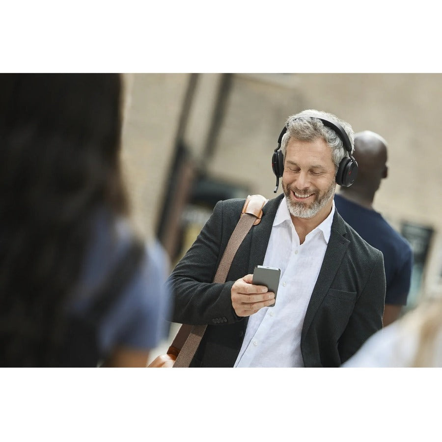 Jabra Evolve2 75 Wireless On-ear Stereo Headset - USB-C - Unified Communication - Black - Binaural - Ear-cup - 3000 cm - Bluetooth - 20 Hz to 20 kHz - MEMS Technology Microphone - Noise Cancelling 27599-989-899