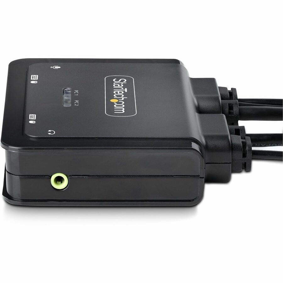 StarTech.com 2-Port Hybrid USB-C DisplayPort Cable KVM Switch, 4K 60Hz, Compact KVM with 6ft/1.8m USB-A & 4ft/1.2m USB-C Integrated Cables C2-D46-UAC-CBL-KVM