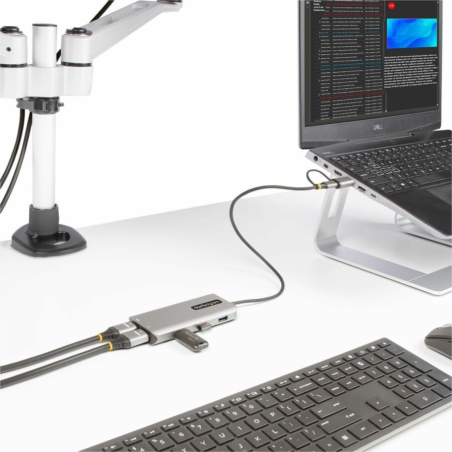 StarTech.com USB-C Multiport Adapter w/Attached USB-C to USB-A Dongle, Dual HDMI 4K/1080, 3x USB, Mini Laptop Docking Station, Travel Dock 167B-USBC-MULTIPORT