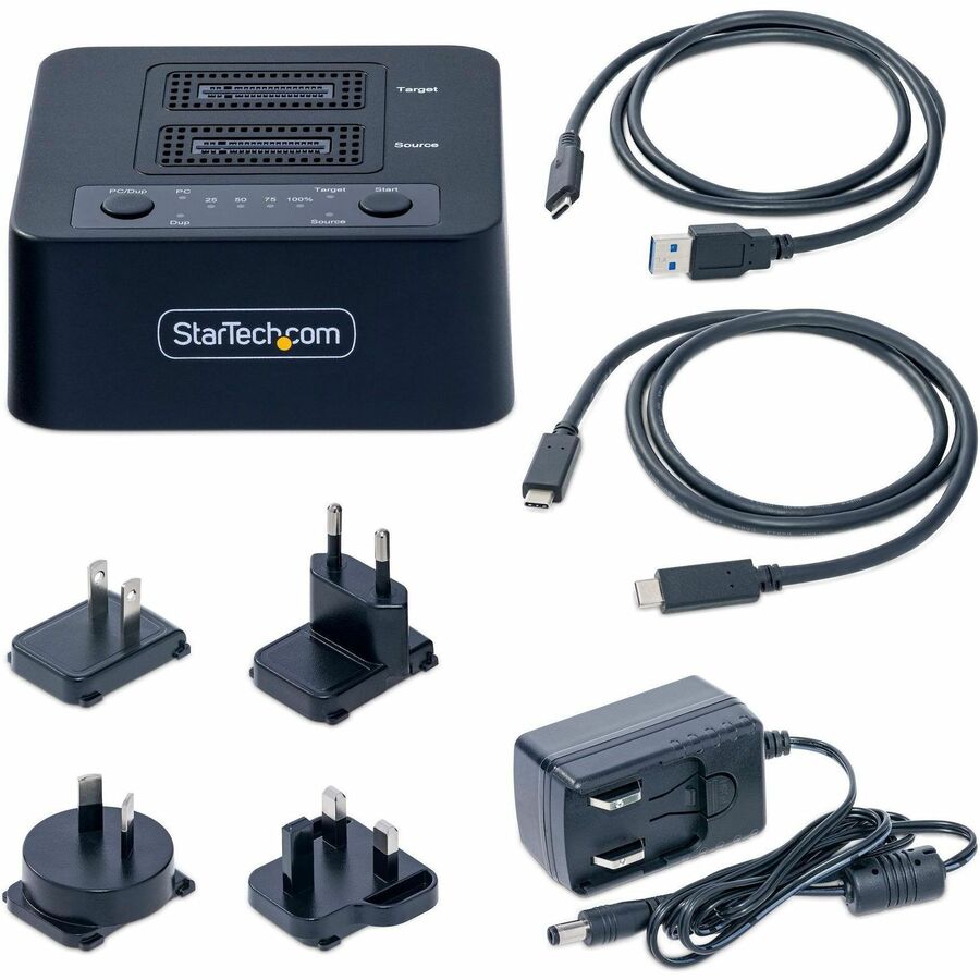 StarTech.com 1:1 M.2 NVMe Drive Duplicator, 90GBpm Standalone M.2 SSD Cloner/Copier, USB-C 3.2 20Gbps M.2 Dual-Bay Drive Docking Station M2-HDD-DUPLICATOR-N1