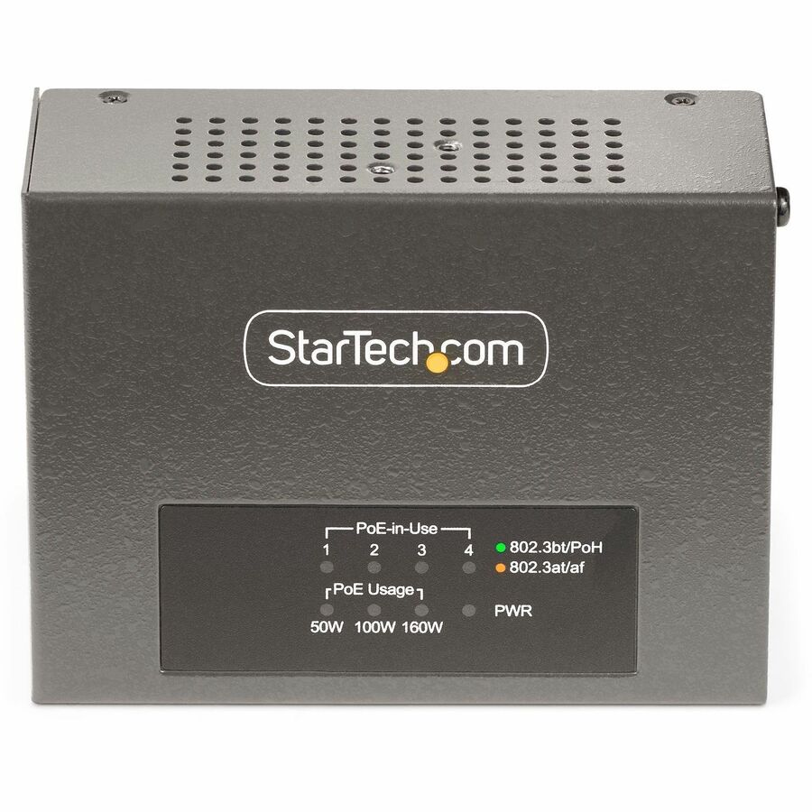 StarTech.com 4-Port Multi-Gigabit PoE++ Injector, 5/2.5/1G Ethernet (NBASE-T), PoE/PoE+/PoE++ (802.3af/802.3at/802.3bt), 160W Power Budget AS445C-POE-INJECTOR