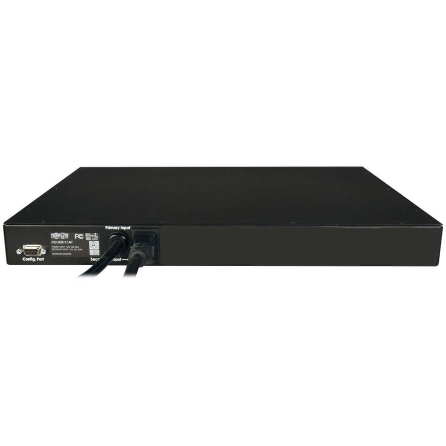Tripp Lite by Eaton 1.4kW Single-Phase Local Metered Automatic Transfer Switch PDU, 2 120V 5-15P 15A Inputs, 8 5-15R Outputs, 1U, TAA PDUMH15AT