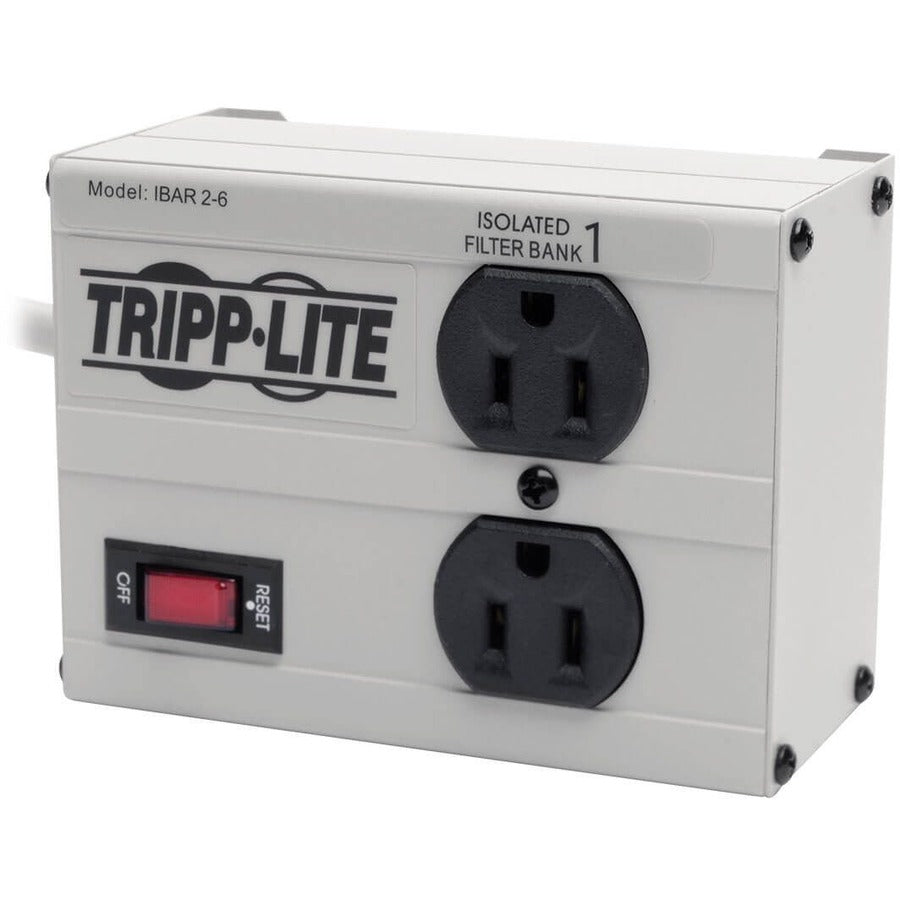 Tripp Lite by Eaton Isobar 2-Outlet Surge Protector, 6 ft. Cord with Right-Angle Plug, 1410 Joules, Metal Housing IBAR2-6D