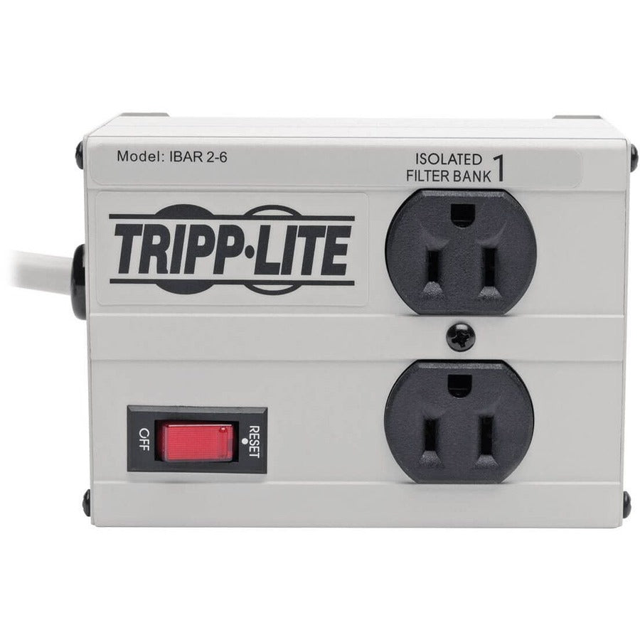Tripp Lite by Eaton Isobar 2-Outlet Surge Protector, 6 ft. Cord with Right-Angle Plug, 1410 Joules, Metal Housing IBAR2-6D