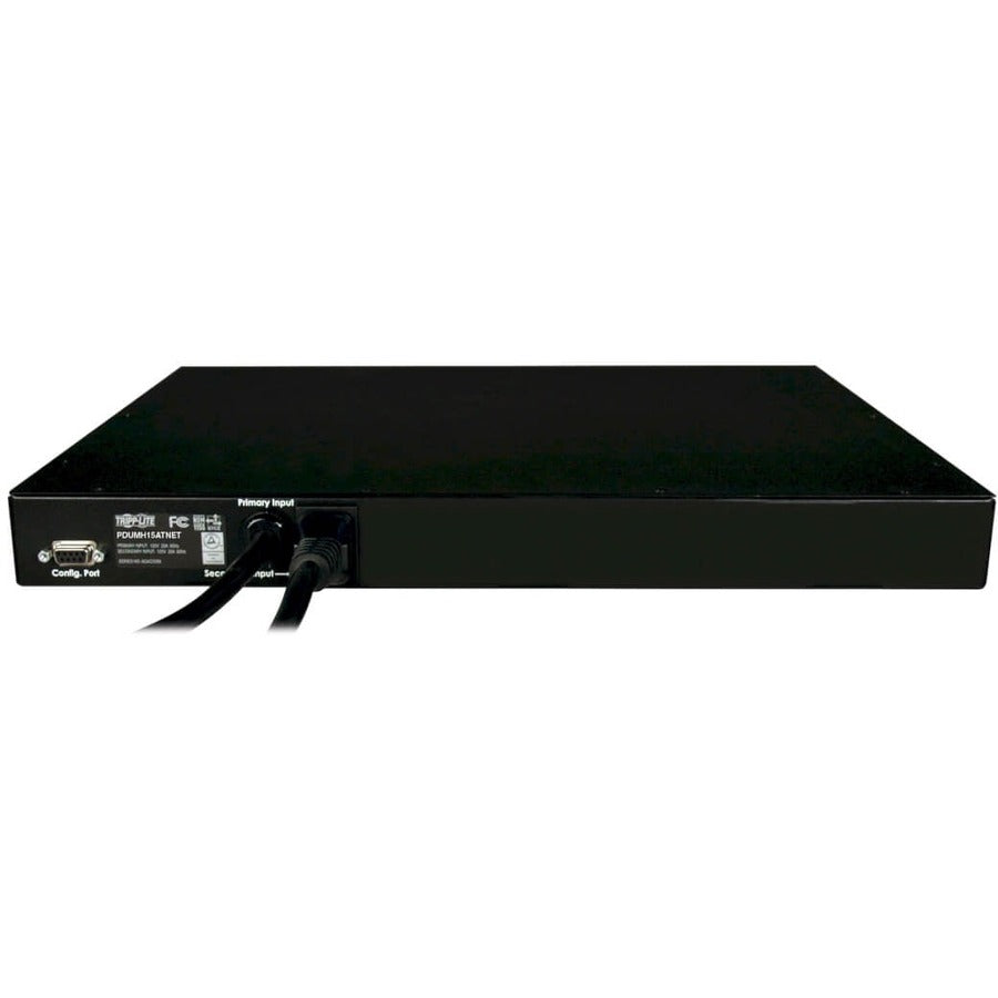 Tripp Lite by Eaton 1.4kW Single-Phase Switched Automatic Transfer Switch PDU, 2 120V 5-15P 15A Inputs, 8 5-15R Outputs, 1U, TAA PDUMH15ATNET