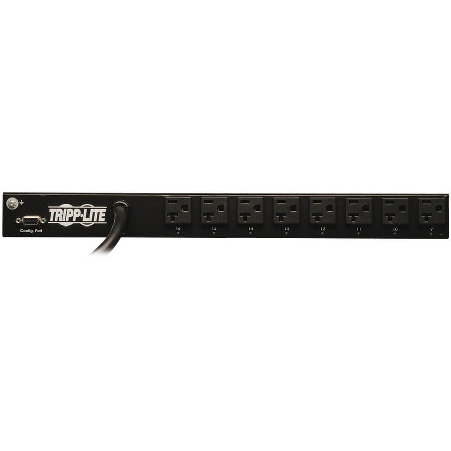 Tripp Lite by Eaton 1.9kW Single-Phase Switched PDU - LX Interface, 120V Outlets (16 5-15/20R), L5-20P/5-20P Input, 12 ft. (3.66 m) Cord, 1U Rack-Mount, TAA PDUMH20NET